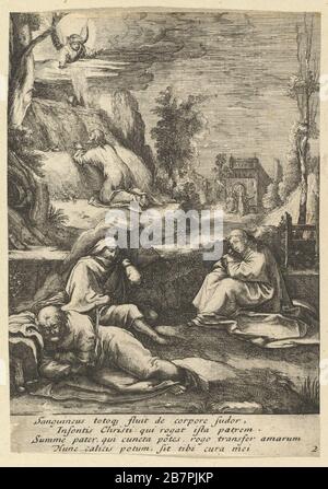 L'Agonie dans le jardin, de la Passion du Christ, milieu du XVIIe siècle. Banque D'Images