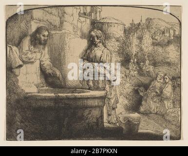 Christ et la femme de Samarie : un imprimé arqué, 1658. Banque D'Images
