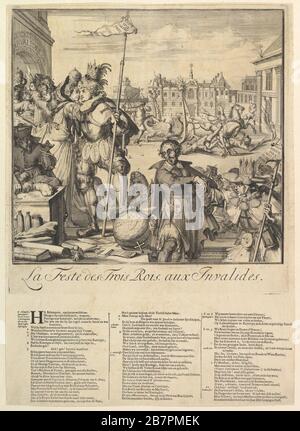 Le Feste des trois Rois.n.d. Satire de James II, Prince James et Louis XIV à Paris. Banque D'Images