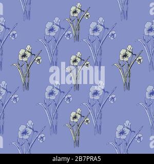 Le bouquet de fleurs sauvages sans coutures. Élément d'art pour la conception. Illustration de fleurs faites à la main. Banque D'Images