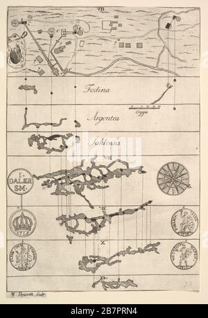 Fodina argentea Sahlensis - une mine d'argent à Sala - II (Aubry de la Mottraye's "voyage dans toute l'Europe, l'Asie et dans une partie de l'Afrique...", Londres, 1724, vol. II, pl. 33, non 2), 1723-24. Banque D'Images