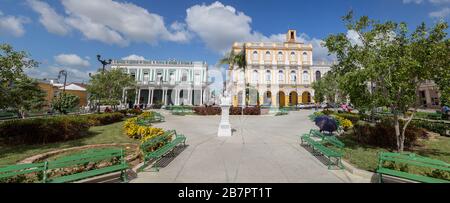 Statue du héros de guerre Serafin Sanchez Valdivia vue sur la place San Francisco, Sancti Spiritus (Cuba), le 27 novembre 2015. Banque D'Images