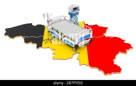 Unité de soins intensifs ICU en Belgique, rendu tridimensionnel isolé sur fond blanc Banque D'Images