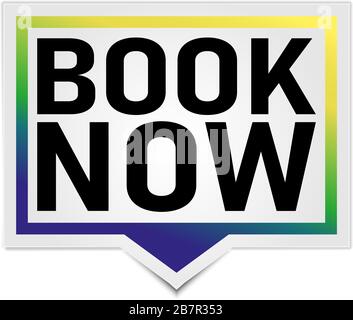 livre maintenant bleu, vert, jaune de la bulle de parole balise web Illustration de Vecteur