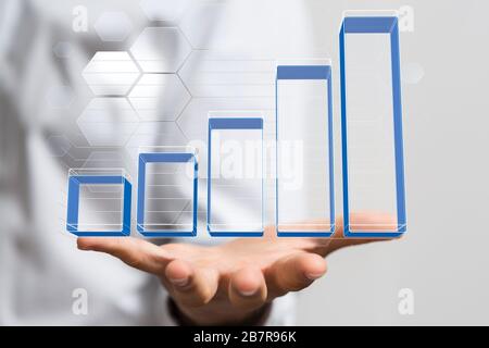 Gros plan d'une personne présentant la projection virtuelle de un diagramme Banque D'Images