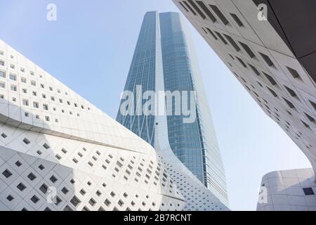 Nanjing, Chine-23 décembre 2018:Centre international de culture de la jeunesse de Nanjing, conçu par Zaha Hadid Architects. Banque D'Images