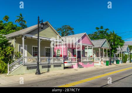 Maisons colorées à Key West, FL Banque D'Images