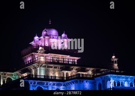 Albert Hall éclairé à Jaipur, Inde Banque D'Images