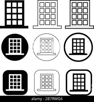 Conception simple des panneaux d'icône de bâtiment Illustration de Vecteur