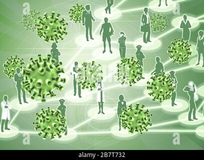 Cellules De Virus Propagation Virale Concept De Personnes Pandémique Illustration de Vecteur