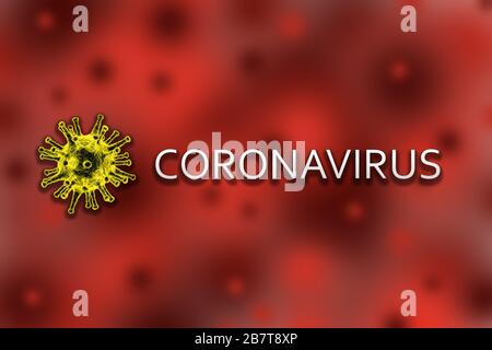 Concept de coronavirus - illustration tridimensionnelle du texte de Coronavirus sur fond rouge Banque D'Images
