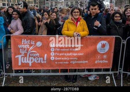 Panneau d'affichage à la Journée nationale des tulipes à Amsterdam Pays-Bas 2020 Banque D'Images