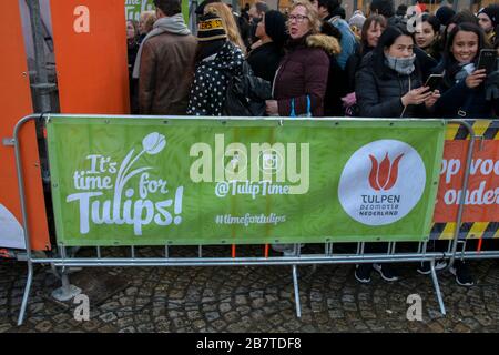 Panneau d'affichage à la Journée nationale des tulipes à Amsterdam Pays-Bas 2020 Banque D'Images