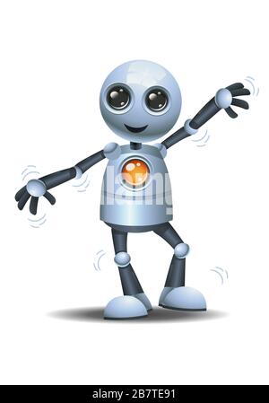 illustration tridimensionnelle du style traditionnel de la petite fête de la danse du robot sur fond blanc isolé Banque D'Images