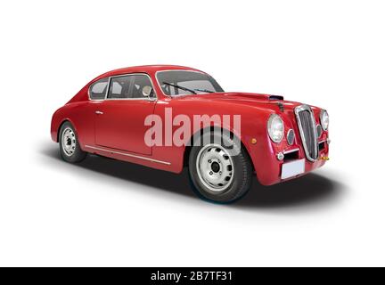 Voiture de sport italienne classique rouge isolée sur blanc Banque D'Images