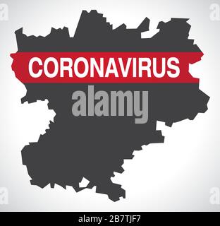 Carte de la région Rhône-Alpes FRANCE avec illustration d'avertissement de Coronavirus Illustration de Vecteur