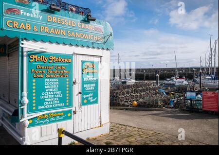 Cabane de fruits de mer sur le port de Scarborough, Scarborough, North Yorkshire Coast, Englamd, Royaume-Uni Banque D'Images