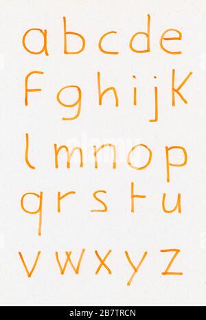 Lettres minuscules manuscrites de l'alphabet britannique Banque D'Images