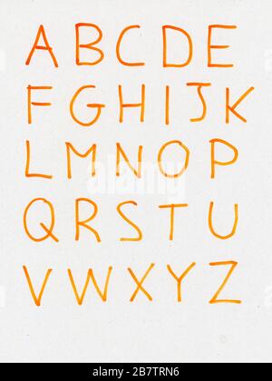 Lettres majuscules manuscrites de l'alphabet britannique Banque D'Images