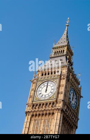 Le Clocktower alias Elizabeth Tower (communément appelé Big Ben), le Palais de Westminster, Westminster, Londres, Angleterre, GB, Royaume-Uni Banque D'Images