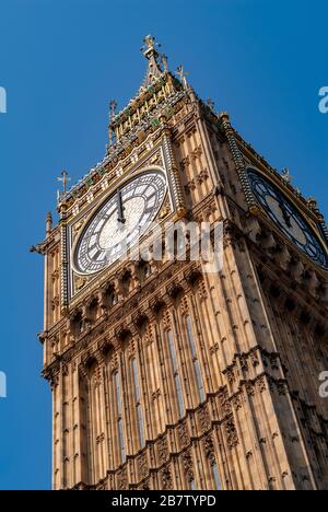 Le Clocktower alias Elizabeth Tower (communément appelé Big Ben), le Palais de Westminster, Westminster, Londres, Angleterre, GB, Royaume-Uni Banque D'Images