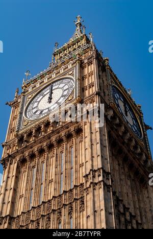 Le Clocktower alias Elizabeth Tower (communément appelé Big Ben), le Palais de Westminster, Westminster, Londres, Angleterre, GB, Royaume-Uni Banque D'Images