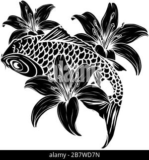 Image de silhouette d'illustration vectorielle de poisson de carpe géant Illustration de Vecteur