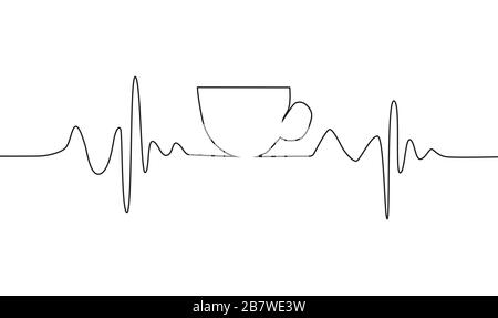 tasse à café sur cardiogramme, illustration sur fond blanc Illustration de Vecteur