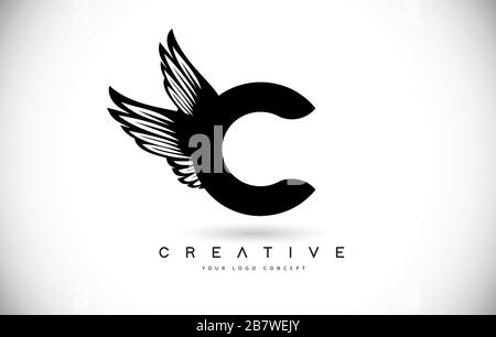C logo lettre avec ailes. Illustration du vecteur de conception de l'icône du logo lettre C de l'aile créative. Illustration de Vecteur