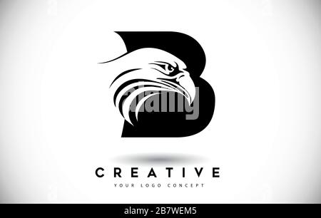 Lettre B icône du logo Eagle avec illustration vectorielle Creative Eagle Head. Illustration de Vecteur