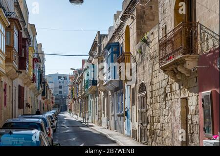 Rue à Sliema, Malte Banque D'Images