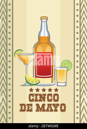 célébration du cinco de mayo avec boissons de tequila Illustration de Vecteur