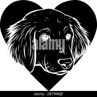 Un chien en forme d'amour logo et illustration de caractère, pour le logo d'amoureux de chien ou le vecteur de mascotte Illustration de Vecteur