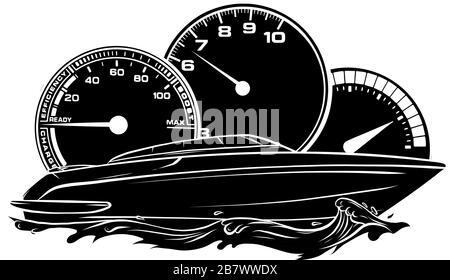 Bateau de course. Vue de dessus. Illustration vectorielle. Appliquer avec des ombres réalistes. Illustration de Vecteur