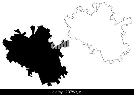 Foggia City (République italienne, Italie, Pouilles) illustration vectorielle de carte, esquisse de gribble Ville de Foggi amap Illustration de Vecteur