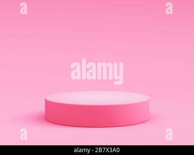 Forme de géométrie abstraite couleur rose podium sur fond rose pour le produit. Concept minimal. rendu tridimensionnel Banque D'Images