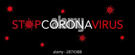 concept web banner arrêter le coronavirus sur un fond noir. COVID-19. Illustration vectorielle Illustration de Vecteur