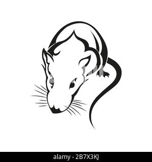 Icône rat. Zodiac chinois signe année de rat, rouge de papier coupé rat. Bonne année chinoise 2020 année du rat Illustration de Vecteur