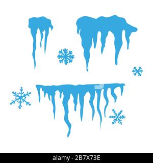 Jeu de bouchons à glace. Arbres de neige, icicules, éléments décor d'hiver. - illustration vectorielle Illustration de Vecteur