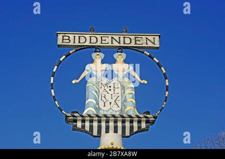 Biddenden Village Sign, Kent, Banque D'Images