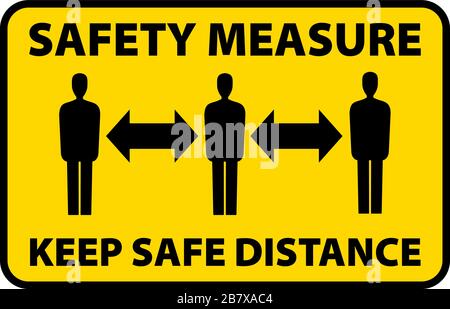 mesure de sécurité conserver un panneau de distance de sécurité, illustration du vecteur de précaution en cas de pandémie du virus corona Illustration de Vecteur