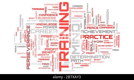 Beau collage de mots sur fond blanc. Concept de nuage de mots rouges. Beau texte art Banque D'Images