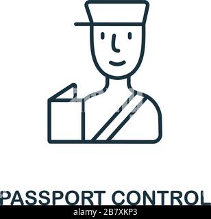 Icône contrôle des passeports de la collection de l'aéroport. Icône de contrôle de passeport de ligne simple pour les modèles, la conception Web et les infographies Illustration de Vecteur