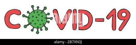 Illustration vectorielle dessinée à la main du virus Wuhan corona, covid-19. Illustration de Vecteur