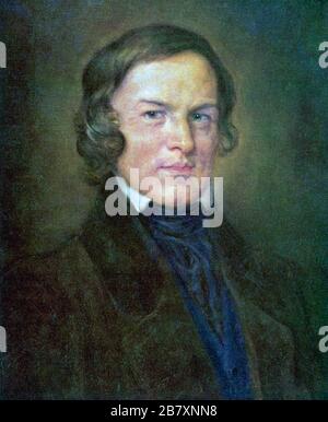 ROBERT SCHUMANN (1810-1856) compositeur allemand vers 1845 Banque D'Images