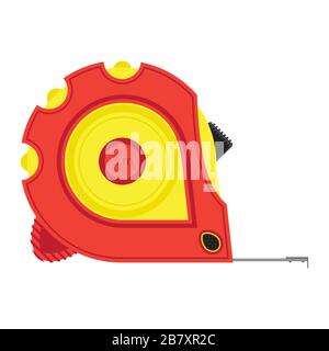 Outil de construction de la roulette de maintien des mains. Icône ruban de mesure industriel isolé sur fond blanc Illustration de Vecteur