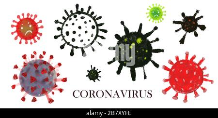 Cellules de coronavirus 2019-nCov. Nouvelle épidémie de virus chinoise à Wuhan en Chine. Banque D'Images