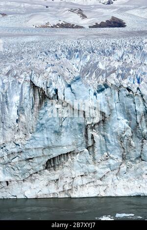 Gros plan sur le glacier Perito Moreno, Patagonia, Sant Cruz, Argentine. Banque D'Images