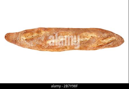 Baguette - une longue et étroite pain français sur fond blanc. Image isolée. Banque D'Images