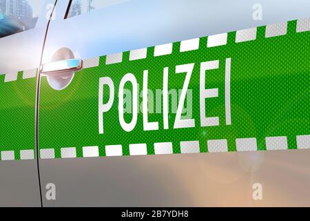 Porte de voiture de police - accident/ crime news/ Breaking news (Polizei - Allemand/ police - Anglais) Banque D'Images